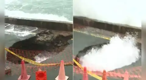 Oleajes anómalos generan enorme forado en el malecón de San Bartolo y aceleran obras de emergencia