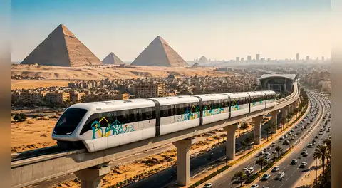 Egipto inaugura el monorraíl sin conductor más largo del mundo: 70 trenes recorren el desierto en 60 minutos y alivian el tráfico