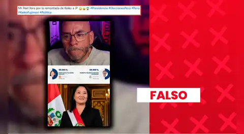 Es falso que Mr. Peet haya llorado por la ventaja de Keiko Fujimori sobre Roberto Sánchez en la etapa final del conteo de actas