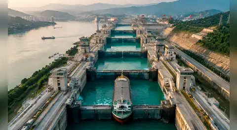 China crea la proeza hidráulica del siglo: 'escaleras de agua' para mover buques de 10.000 toneladas en el río Yangtsé en casi 10 años