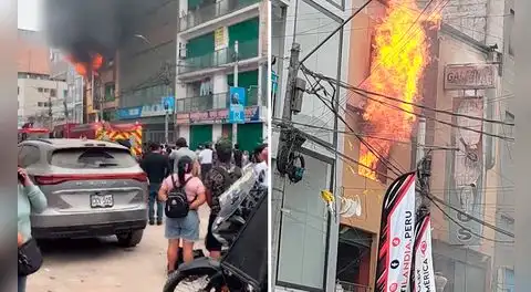 Fuerte incendio afecta galerías en el emporio comercial de Gamarra: más de 10 unidades atienden la emergencia