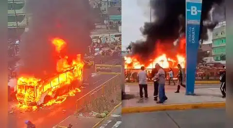 Incendio de bus de transporte público genera fuerte tráfico en av. Caquetá y obstruye vía exclusiva del Metropolitano