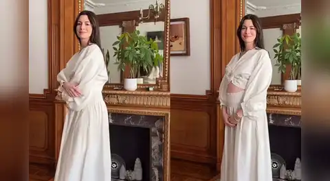 Anne Hathaway revela que está embarazada de su tercer hijo a los 43 años y luce su pancita