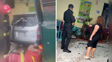 Violento choque en el Cercado de Lima deja tres mujeres heridas: auto ingresó por completo a restaurante