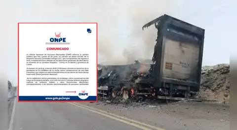 ONPE informa que camión incendiado en Canta trasladaba material de la primera vuelta