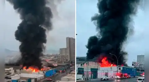 Enorme incendio consume almacén de plásticos en av. Colonial y moviliza más de 20 unidades de bomberos