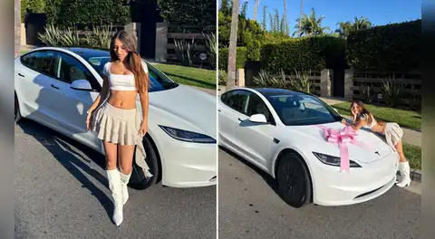 Alexia Barnechea, actriz de 'De vuelta al barrio', presume el lujoso auto Tesla que compró tras mudarse a Estados Unidos: "Mi primer carro"