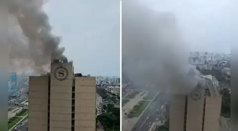 Amago de incendio en el último piso del hotel Sheraton movilizó cinco unidades de bomberos y evacuación de huéspedes