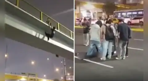 Joven termina hospitalizado tras caer de un puente peatonal en San Miguel mientras era grabado por sus amigos