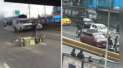 Vía Evitamiento: motorizado sufre accidente y genera congestión vehicular cerca del puente Trujillo
