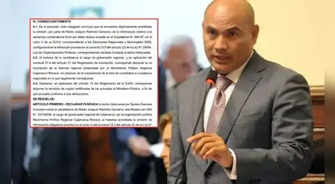 JEE de Cajamarca excluye a Joaquín Ramírez como candidato a gobernador regional por ocultar sentencia