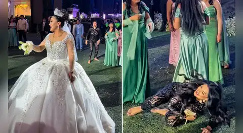 Micheille Soifer se descontrola y se lanza por el bouquet en boda en Juliaca: "Lo doy todo y más"