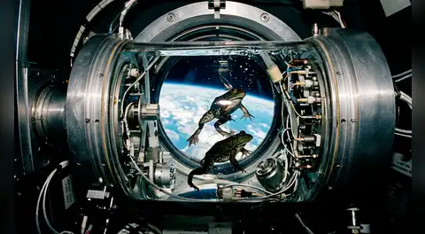 En 1970, la NASA puso en órbita 2 ranas toro para monitorear el mareo espacial: durante 6 días registraron 139 horas de información sobre el equilibrio en gravedad cero