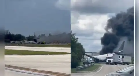 Avión de carga de Amazon se despista en el aeropuerto de Miami y deja al menos cinco muertos