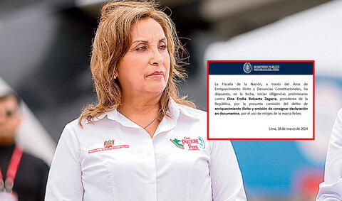 Fiscalía inicia diligencia preliminares contra Boluarte tras adquisición de relojes Rolex