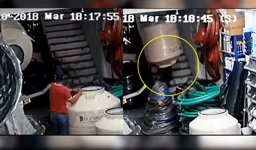 Vía Facebook: Joven intentó cargar un tanque de agua por las escaleras y todo termina en tragedia [VIDEO]