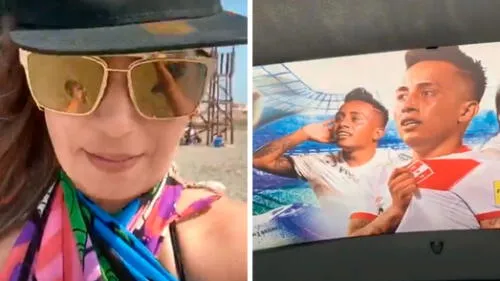 La esposa del futbolista lució una camioneta con el rostro del 8 de la Selección. La esposa del futbolista lució una camioneta con el rostro del 8 de la Selección.