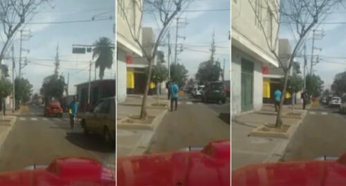 Luego de ser rechazado, el varón sale de la pista y se va caminando sin mayor problema. Foto: captura video