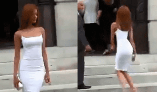 Facebook viral: Mujer luce un espectacular vestido pero no la dejó ni caminar  [VIDEO] 