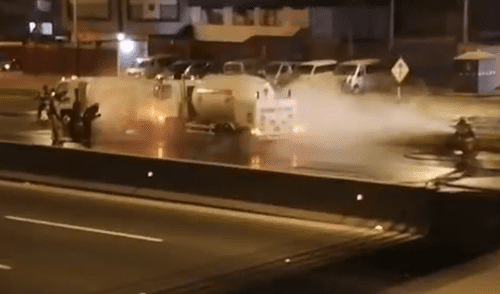 Surco: fuga de gas en camión cisterna generó pánico en Panamerica sur