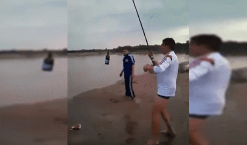 YouTube viral: Ataron cerveza en caña de pescar y atraparon algo inesperado [VIDEO]