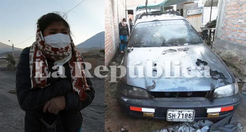 El último viernes la madre de familia denunció el incendio de sus dos carros. Foto: Cortesía Frase Corta. El último viernes la madre de familia denunció el incendio de sus dos carros. Foto: Cortesía Frase Corta.