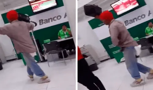 Facebook viral: vagabundo roba parlante de tienda y entra a banco bailando [VIDEO] 