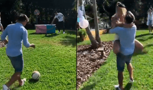 Alejandro Hohberg descubrió el sexo de su hijo con peculiar juego con el balón [VIDEO]