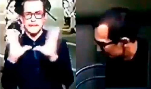 El momento en que el trabajador se despide y se marcha del set. Captura de video.