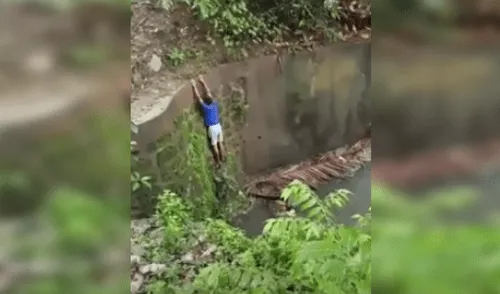 Adolescente arriesga su vida para salvar a perro herido que había caído a un canal [VIDEO]