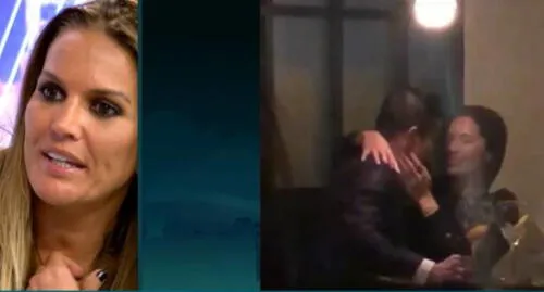 Marta López observa lo que sería la segunda infidelidad de Alfonso Merlos. Foto: Mediaset. Marta López en Sábado Deluxe.