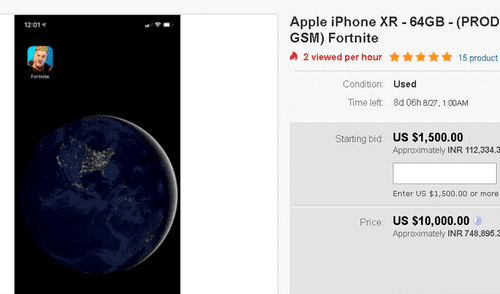 Comienzan a vender iPhones con Fortnite instalado en eBay a precios exorbitantes