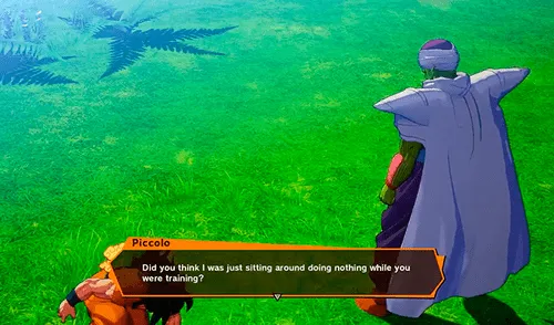 Yamcha se desliza mientras está arrodillado ante Piccolo en Dragon Ball Z Kakarot Dragon Ball Z kakarot