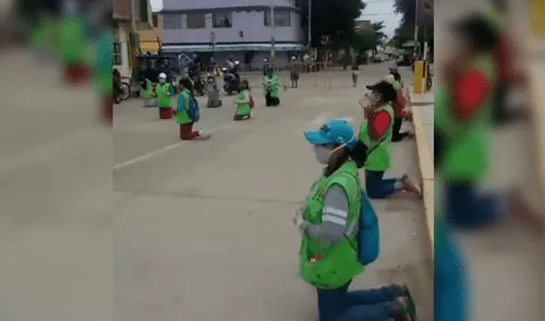 Los trabajadores fueron hasta los exteriores de la Municipalidad de Castilla.
