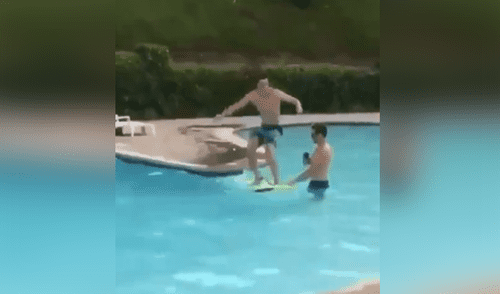 Desliza para ver los momentos más divertidos del video que se hizo viral en Facebook. Truco en piscina