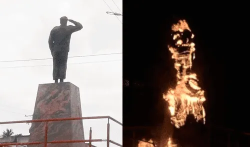 Queman estatua de Hugo Chávez en víspera de marcha [VIDEO]