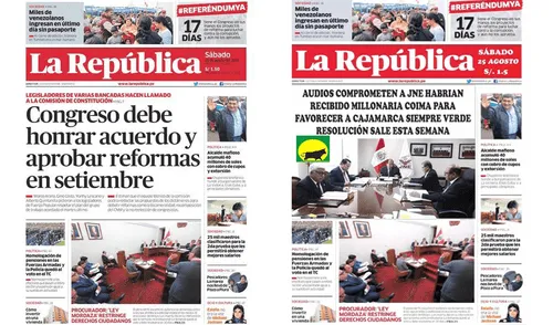 Difunden falsa portada de La República sobre supuesto audio del JNE