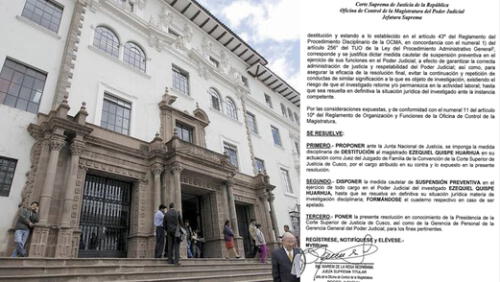 Cusco. Resolución de destitución emitida por la Ocma contra el juez Ezequiel Quispe Huarhua. Cusco. Resolución de destitución emitida por la Ocma contra el juez Ezequiel Quispe Huarhua.