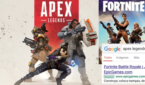 Afirman que publicidad pagada de Fortnite aparece en búsquedas de ‘Apex Legends’ [FOTOS]