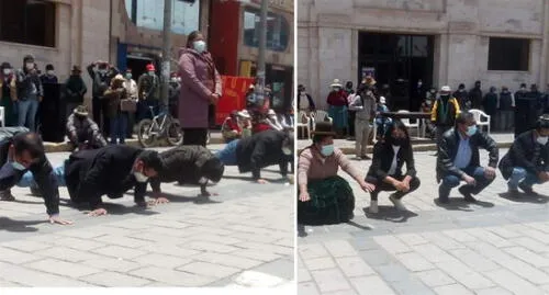 Autoridades fueron sometidos a ejercicios físicos. Foto: Cortesía