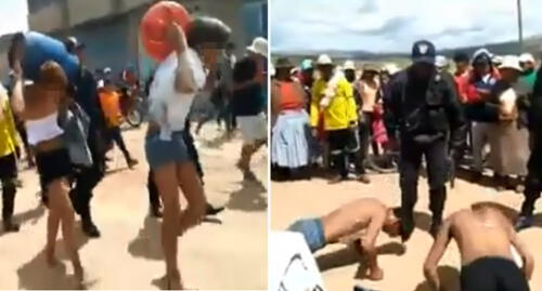 Vecinos los obligaban a repetir “soy ladrón”. Foto: Video de Fredy Puma.