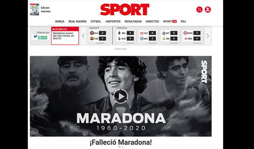 Así informaron medios deportivos sobre la muerte de Maradona