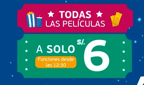 ¡Atención! Cadena de cines ofrece funciones a S/. 6.00 solo este viernes