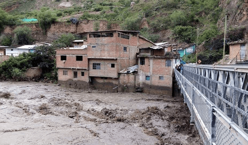 Áncash: viviendas en peligro de colapsar por crecida de río Puchka en Huari