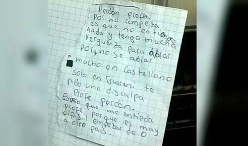 Twitter: la emotiva carta de un niño guaraní que pide perdón a su profesor por no hablar español
