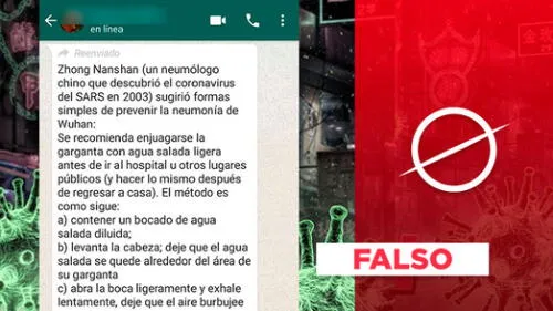 Cadena falsa sobre el coronavirus se difundió vía WhatsApp. Cadena falsa sobre el coronavirus se difundió vía WhatsApp.