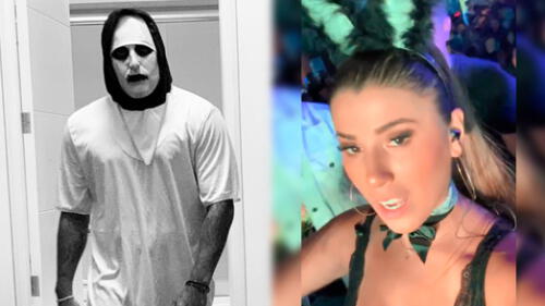 La salsera y el futbolista disfrutaron la noche de Halloween con peculaires disfraces. Fotos: Instagram.
