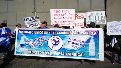 En Arequipa trabajadores de Socosani exigen pago de utilidades con plantón