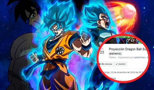 Facebook: fan peruano denuncia proyección ilegal de 'Dragon Ball Super Broly' en Arenales 