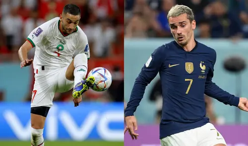 Ziyech y Griezmann intentarán ser decisivos en el encuentro de semifinales. Foto: Composición LR/AFP Ziyech y Griezmann intentarán ser decisivos en el encuentro de semifinales. Foto: Composición LR/AFP